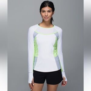 Lululemon Trail Bound Long Sleeve - White / Clear Mint